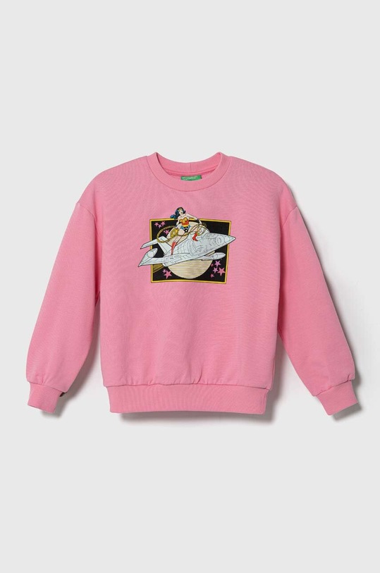 United Colors of Benetton hanorac de bumbac pentru copii print roz 3J68C10IN.G.Seasonal