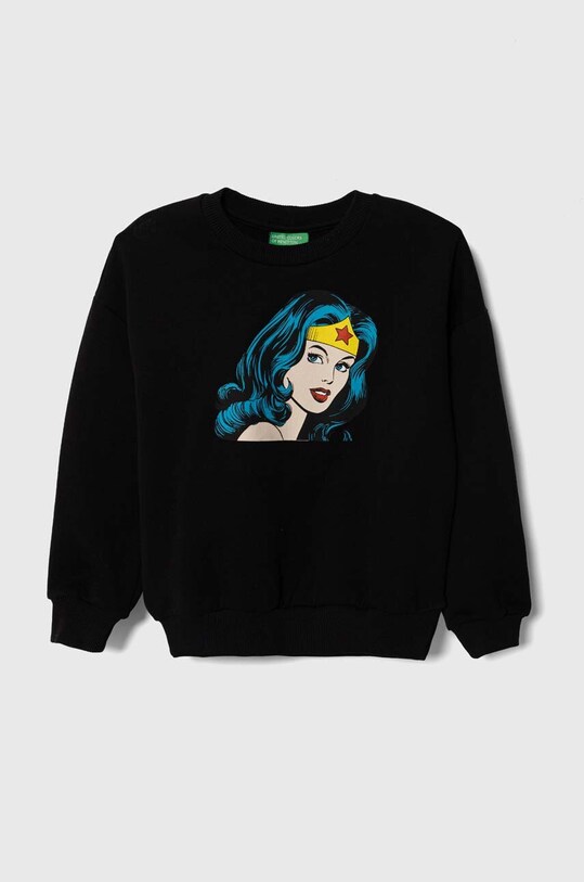 United Colors of Benetton bluza bawełniana dziecięca nadruk czarny 3J68C10IN.G.Seasonal