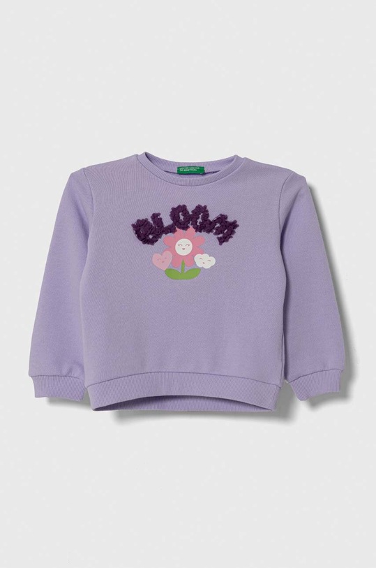Dětská bavlněná mikina United Colors of Benetton nášivka fialová 3J68G10E3.P.Seasonal