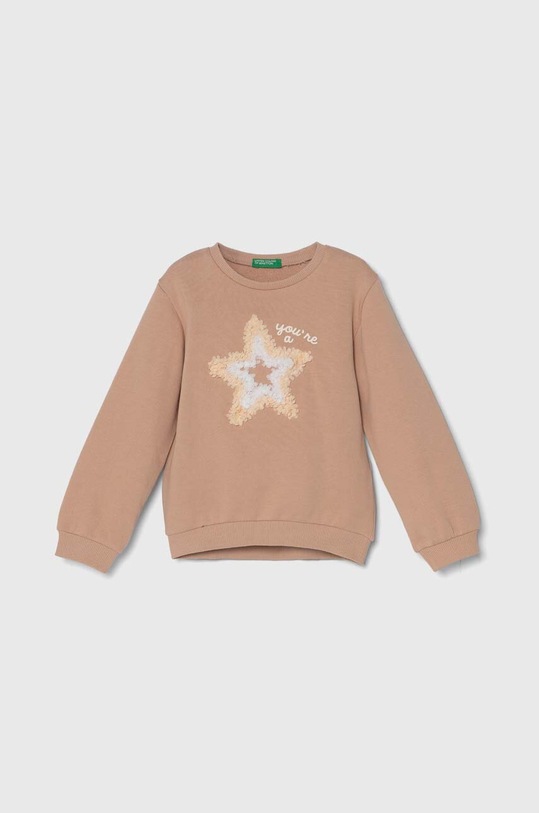United Colors of Benetton bluza bawełniana dziecięca nadruk beżowy 3J68G10E3.P.Seasonal