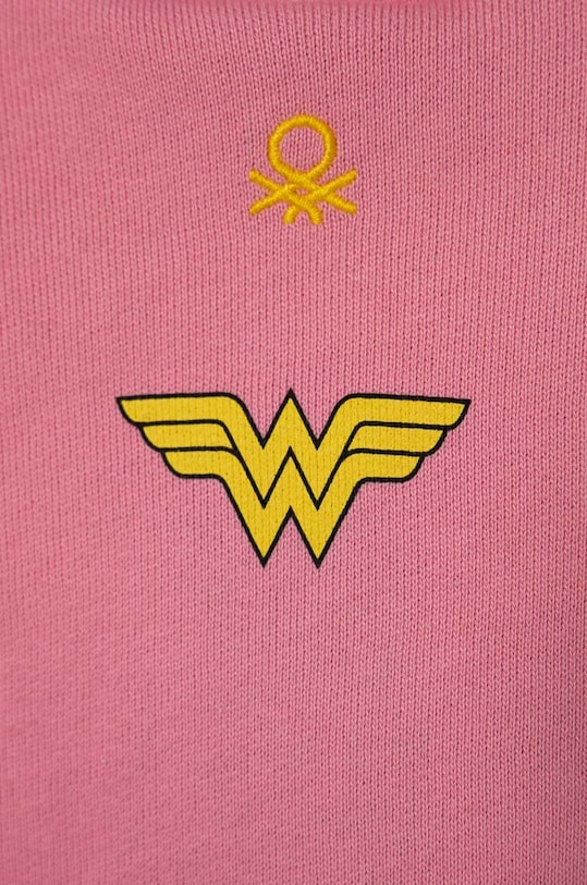 Fete United Colors of Benetton hanorac de bumbac pentru copii x DC 3J68G10EA.P.Seasonal roz