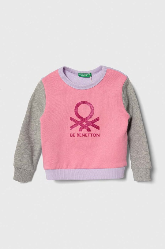 United Colors of Benetton bluza bawełniana dziecięca nadruk różowy 3J70G10D3.P.Seasonal