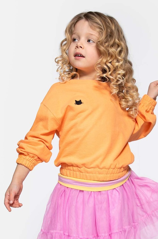 Dětská bavlněná mikina Coccodrillo bez kapuce oranžová WC4132102CEK