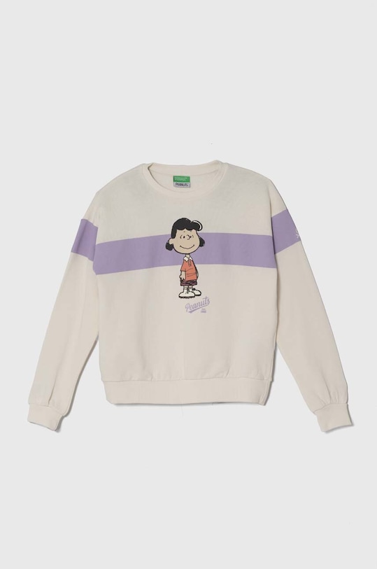 United Colors of Benetton bluza bawełniana dziecięca x Snoopy nadruk beżowy 3J68C10JC.G.Seasonal