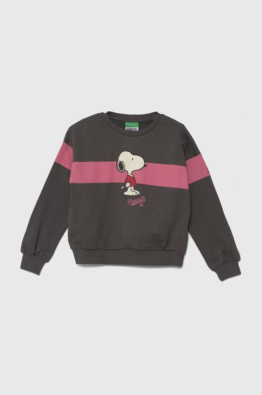 United Colors of Benetton bluza bawełniana dziecięca x Snoopy nadruk szary 3J68C10JC.G.Seasonal