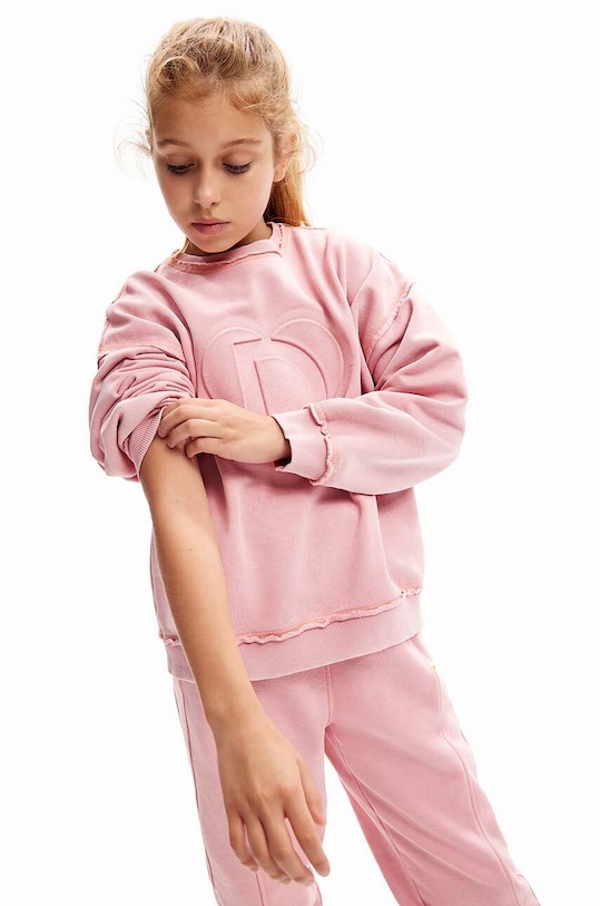 Desigual hanorac de bumbac pentru copii imprimeu roz 24SGSK12