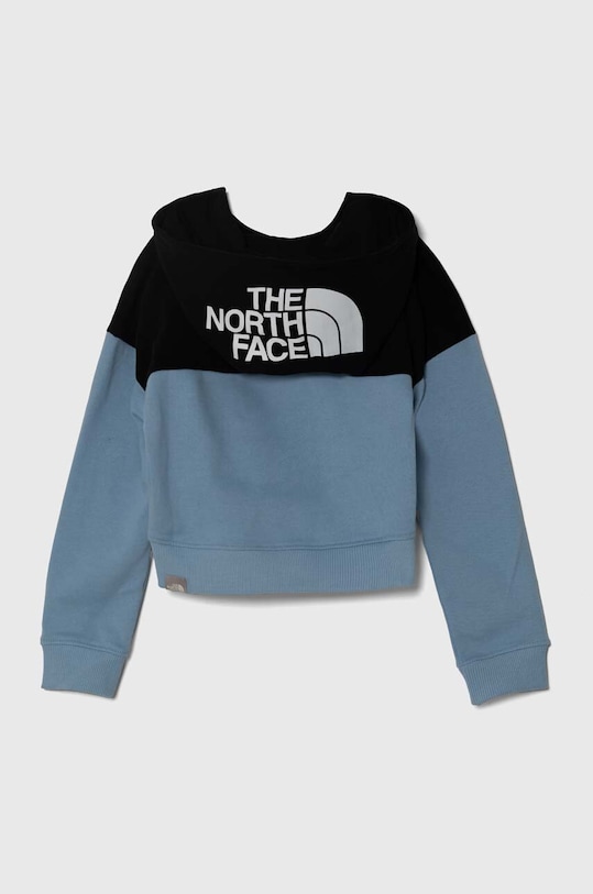 Detská bavlnená mikina The North Face DREW PEAK CROP P/O HOODIE NF0A89PT tyrkysová SS24