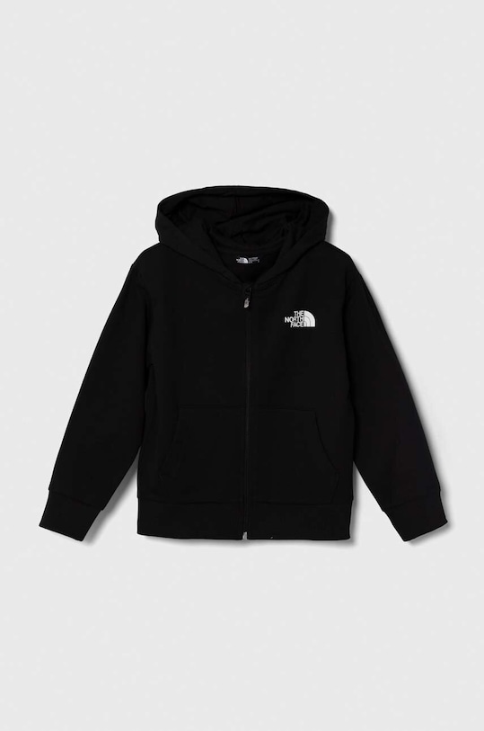 Παιδική βαμβακερή μπλούζα The North Face FZ OVERSIZE LIGHT HOODIE στάμπα μαύρο NF0A877Q