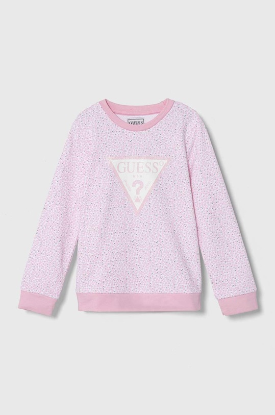 Dětská bavlněná mikina Guess potisk růžová K4GQ01.KA6R3.PPYH