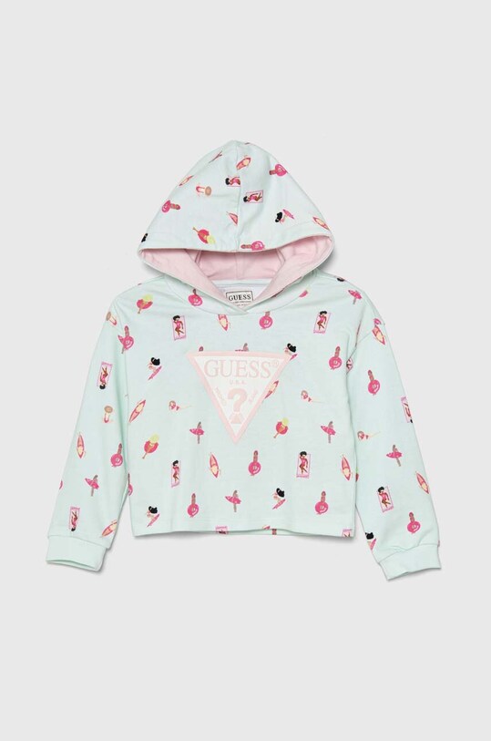 Детская хлопковая кофта Guess с капюшоном бирюзовый K4GQ03.KA6R3.PPYH