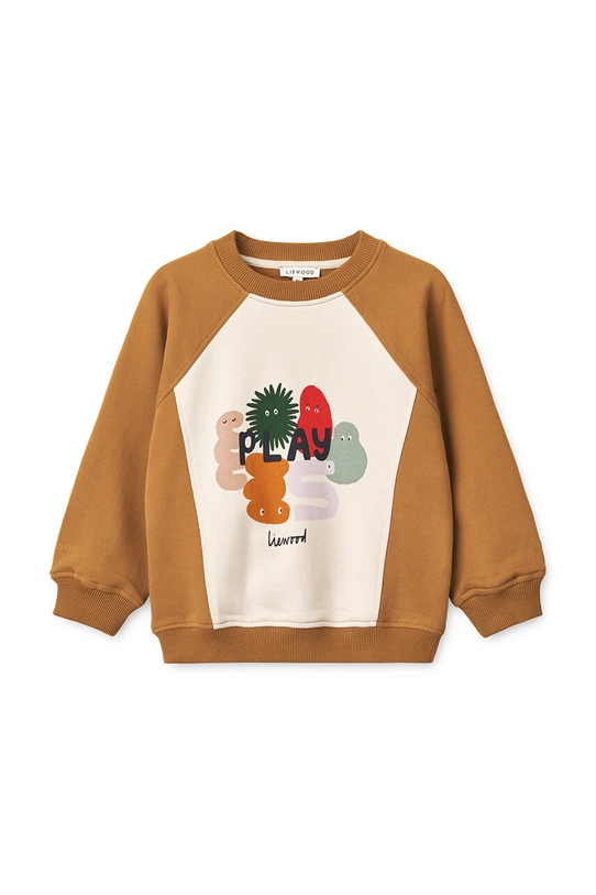 Liewood bluza bawełniana dziecięca Aude Placement Sweatshirt LW18792 zielony AW24