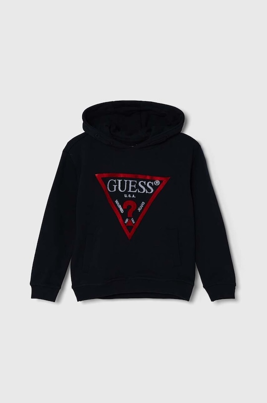 Guess bluza bawełniana dziecięca z kapturem granatowy L4RQ23.KAD74.PPYH