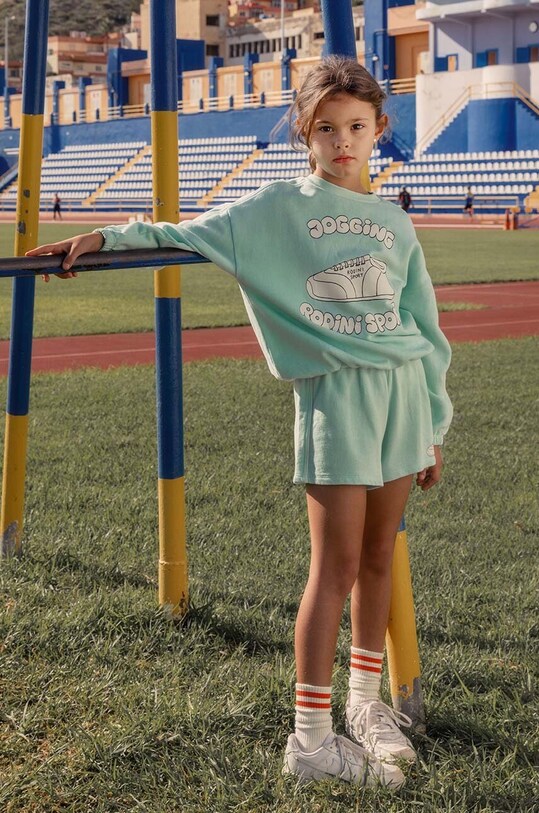 Mini Rodini hanorac de bumbac pentru copii Jogging print albastru 2422011275