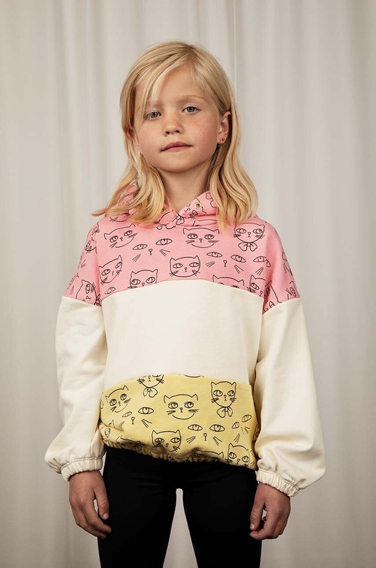 Mini Rodini bluza bawełniana dziecięca Cathlethes z kapturem różowy 2422014228