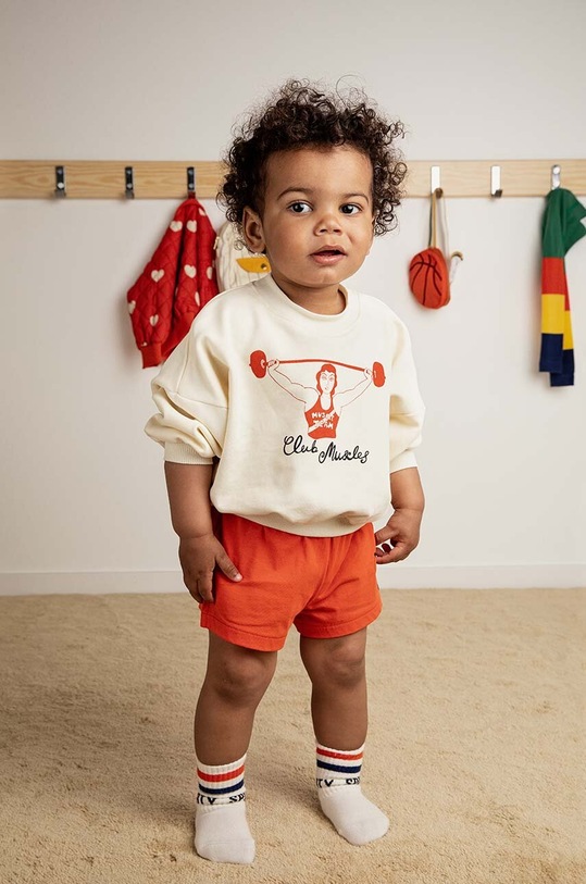 Mini Rodini bluza bawełniana dziecięca Club muscles nadruk biały 2422014411