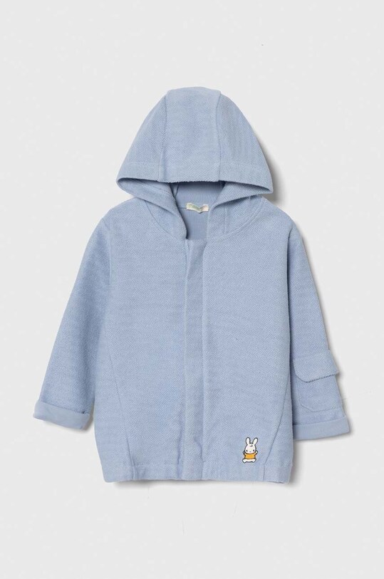 United Colors of Benetton hanorac de bumbac pentru bebelusi uni albastru 39T2A5014.W.Seasonal