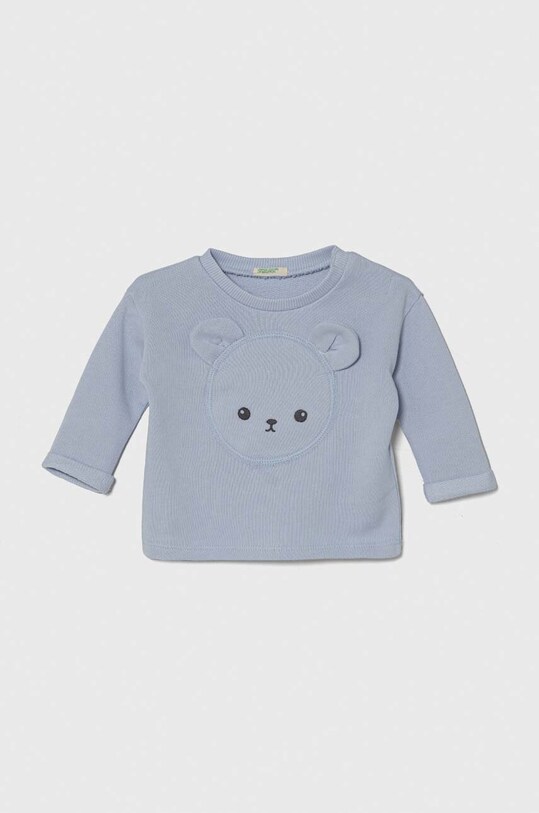 United Colors of Benetton bluza bawełniana niemowlęca aplikacja niebieski 3J70A1050.W.Seasonal