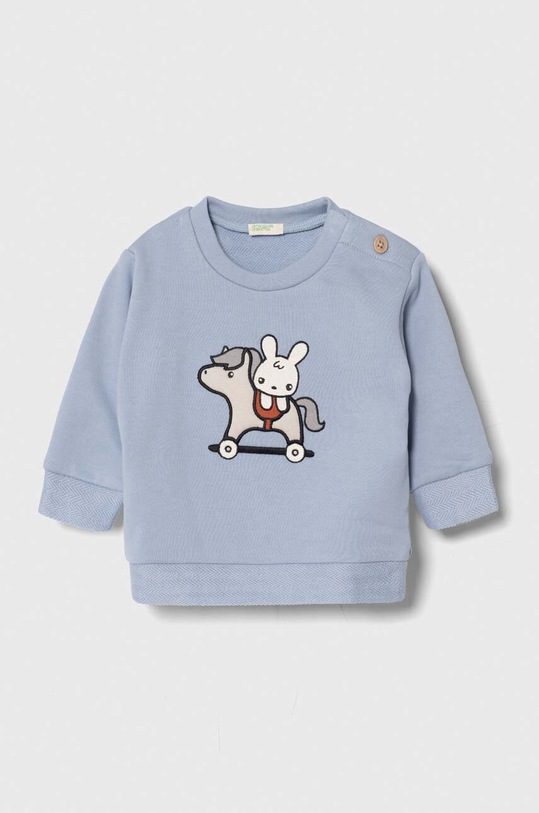 United Colors of Benetton hanorac de bumbac pentru bebelusi imprimeu albastru 3LAXA104A.W.Seasonal