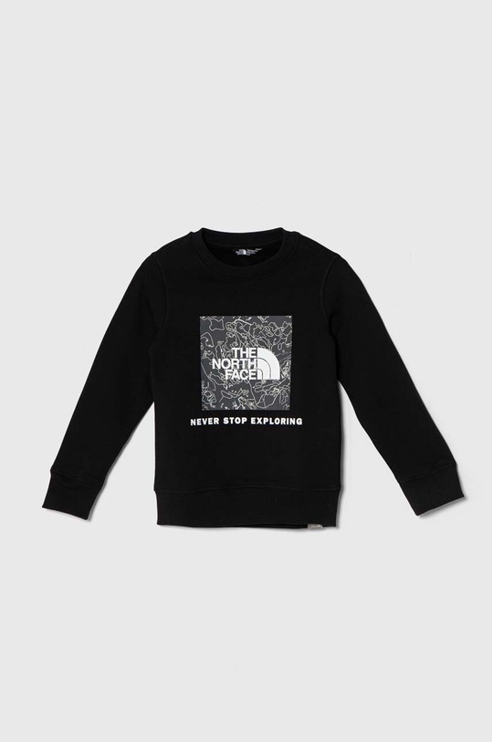 Παιδική βαμβακερή μπλούζα The North Face REDBOX CREW χωρίς κουκούλα μαύρο NF0A89PC