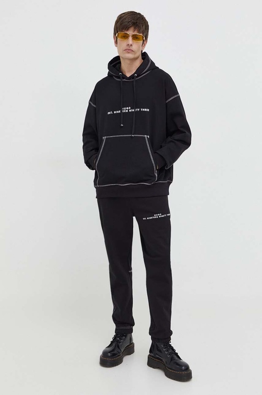 HUGO bluza bawełniana 50504725 czarny SS24