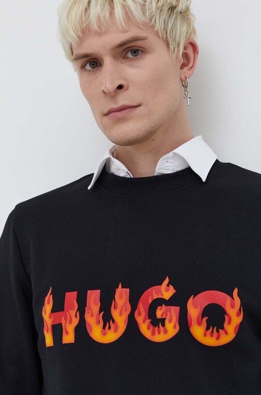 HUGO bluza bawełniana czarny 50504813