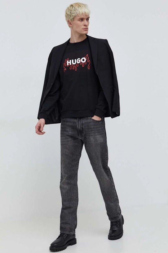 HUGO bluza bawełniana 50506990 czarny SS24