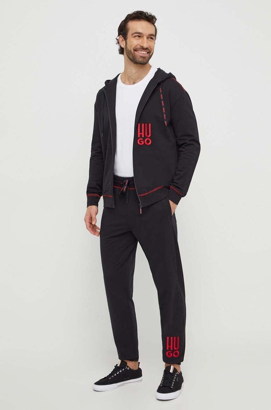 HUGO bluza bawełniana lounge 50510533 czarny SS24