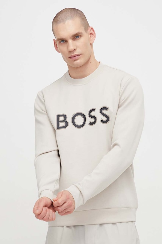 BOSS Green bluză imprimeu bej 50504748