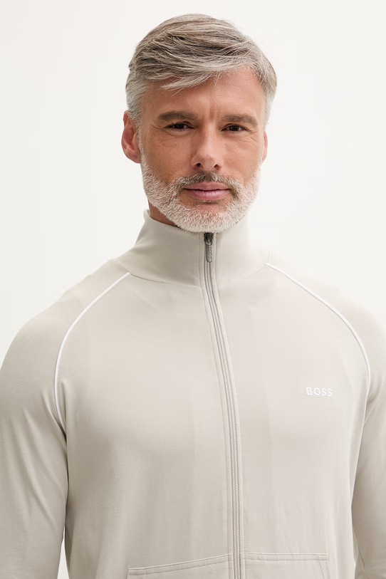 BOSS bluza rozpinana męska bawełniana z elastanem Mix&Match Jacket Z beżowy 50515307
