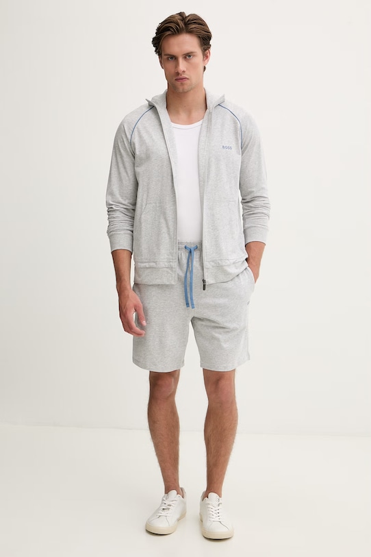 BOSS rozepínací mikina pánská bavlněná s elastanem Mix&Match Jacket Z 50515307 šedá SS26
