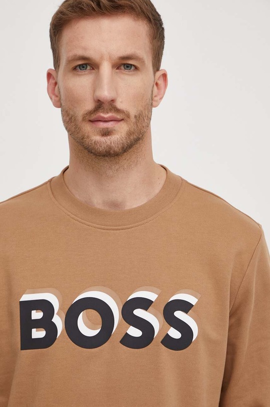 Bavlněná mikina BOSS béžová 50507939