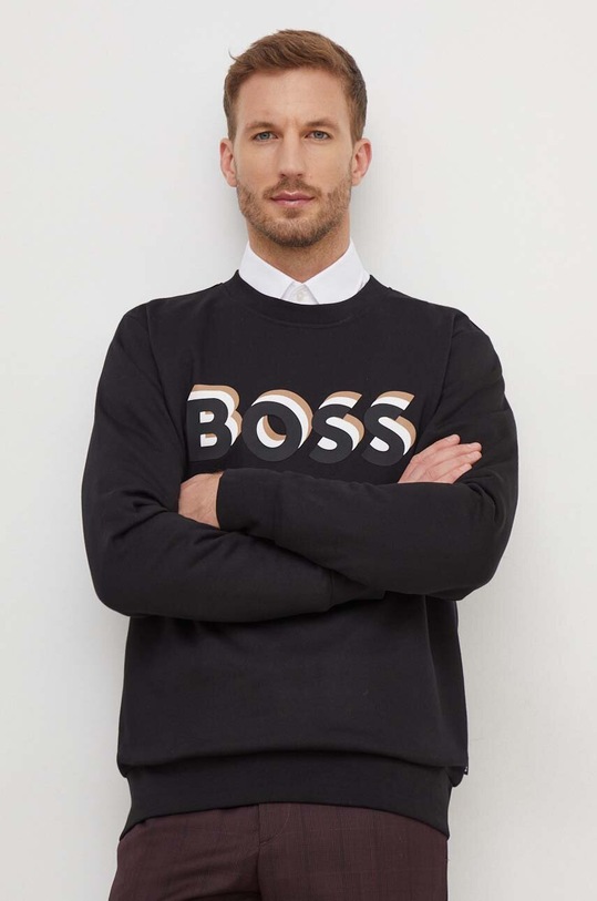 Бавовняна кофта BOSS бавовна чорний 50507939