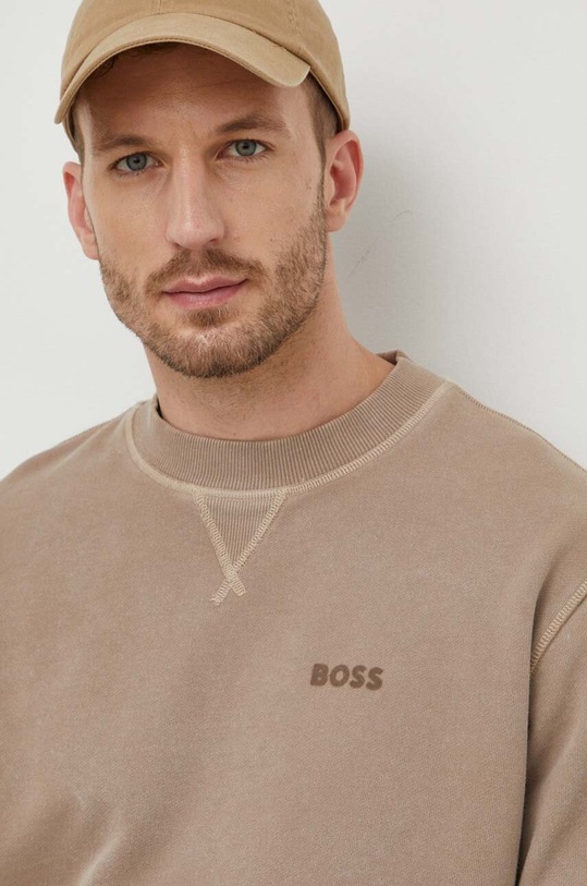 Bavlnená mikina Boss Orange hnedá 50505268