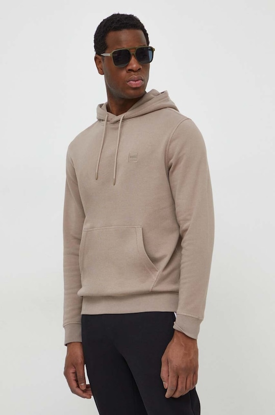 BOSS Orange bluza bawełniana bawełna brązowy 50509314