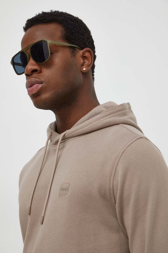BOSS Orange bluza bawełniana brązowy 50509314