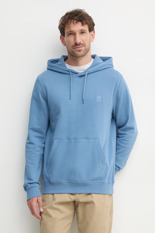 BOSS Orange bluza bawełniana bawełna niebieski 50509314