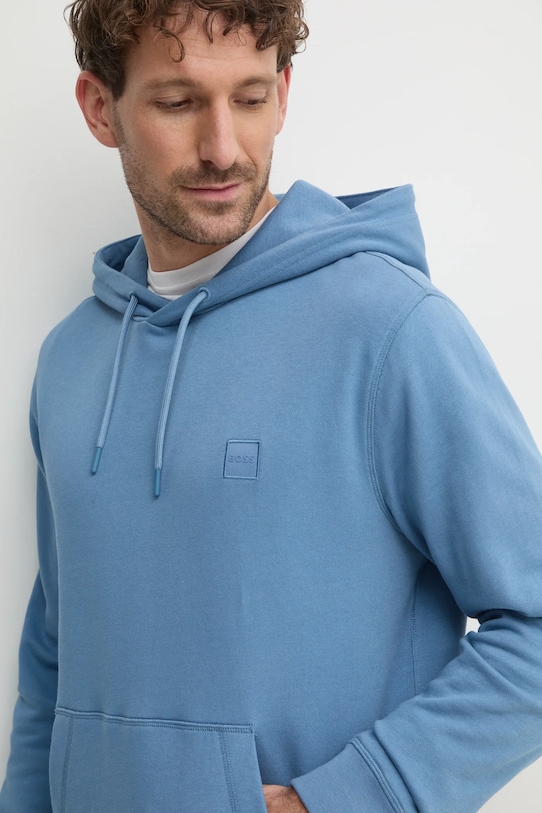 BOSS Orange bluza bawełniana niebieski 50509314