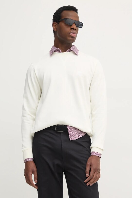 Βαμβακερή μπλούζα Boss Orange βαμβάκι μπεζ 50509323