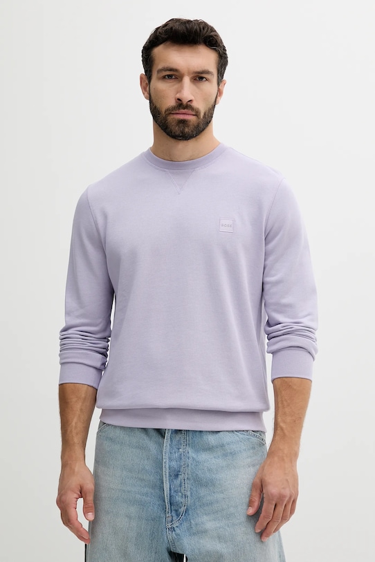 Bavlněná mikina BOSS Orange fialová 50509323