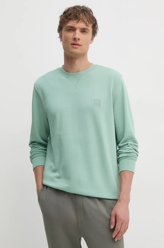 BOSS Orange bluza bawełniana bawełna zielony 50509323