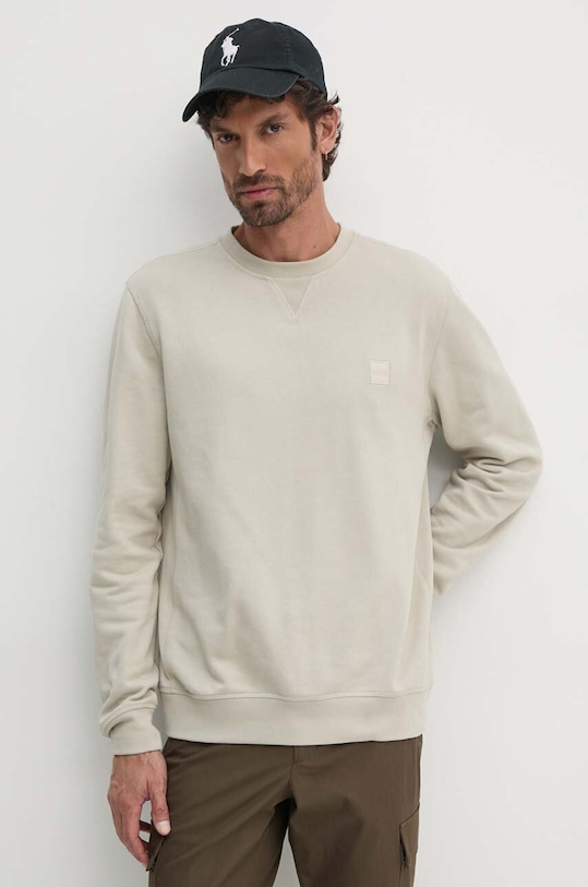 Bavlnená mikina Boss Orange melanž béžová 50509323