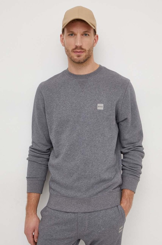 Bavlnená mikina Boss Orange sivá 50509323