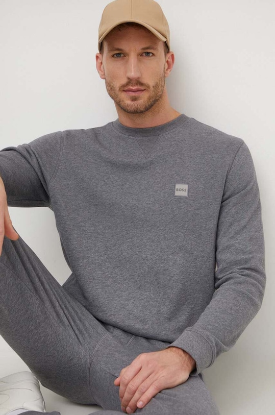 Bavlnená mikina Boss Orange 50509323 sivá