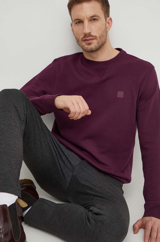 Bavlněná mikina Boss Orange směs fialová 50509323