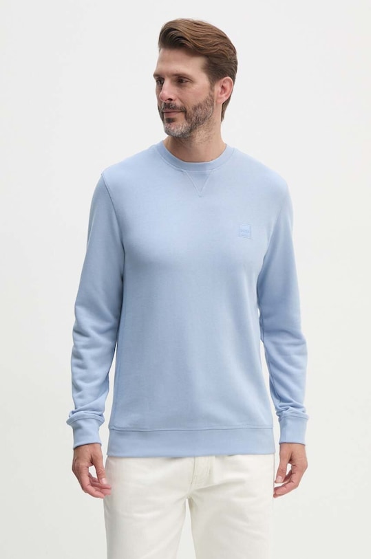 BOSS Orange bluza bawełniana bawełna niebieski 50509323