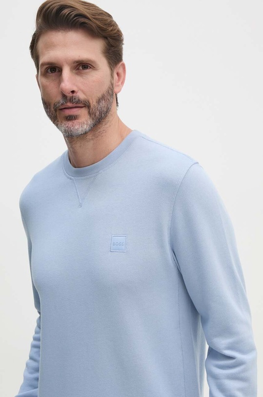 BOSS Orange bluza bawełniana niebieski 50509323