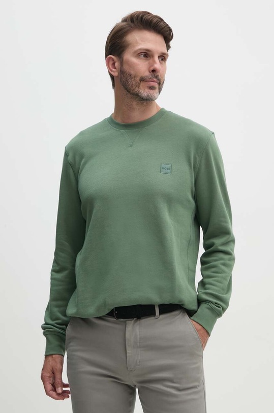BOSS Orange bluza bawełniana Westart bawełna zielony 50509323