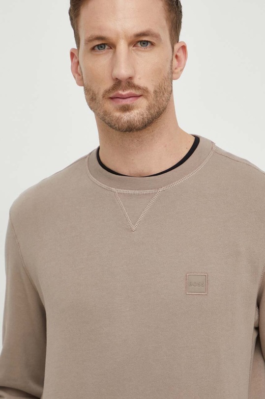 BOSS Orange bluza bawełniana brązowy 50509323