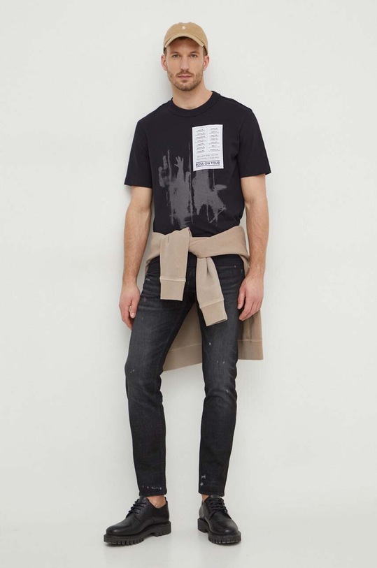 BOSS Orange t-shirt bawełniany 50511051 czarny SS24