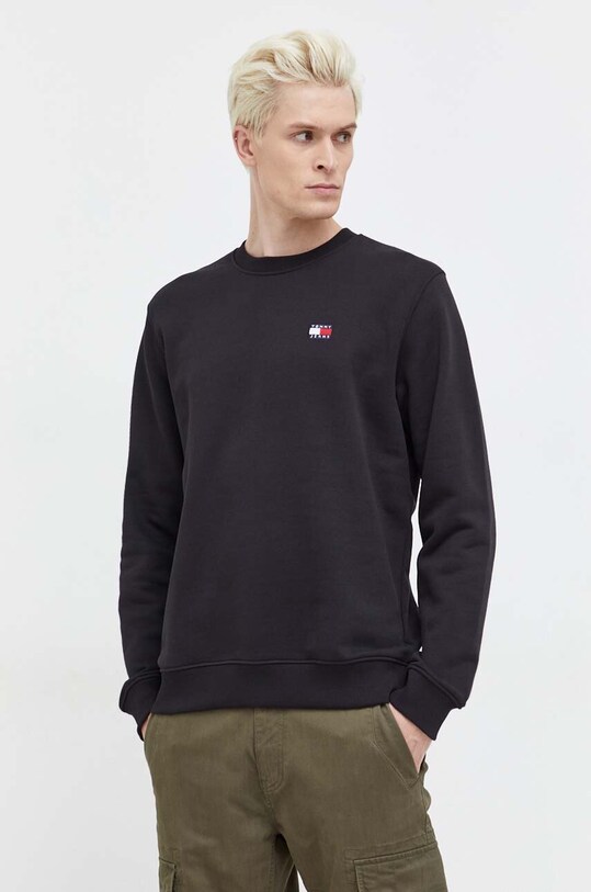 Tommy Jeans hanorac de bumbac negru DM0DM17986
